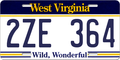 WV license plate 2ZE364