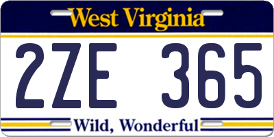 WV license plate 2ZE365