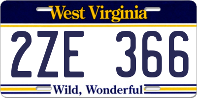 WV license plate 2ZE366