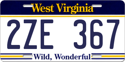 WV license plate 2ZE367