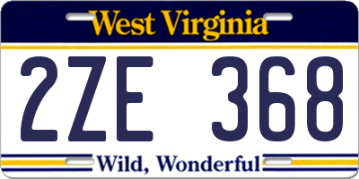 WV license plate 2ZE368