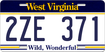 WV license plate 2ZE371