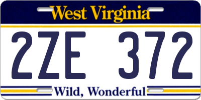 WV license plate 2ZE372