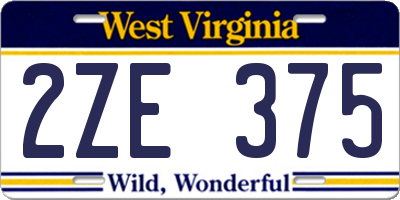 WV license plate 2ZE375