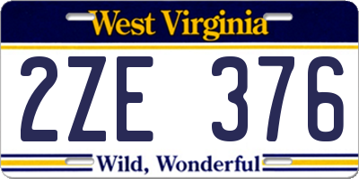 WV license plate 2ZE376