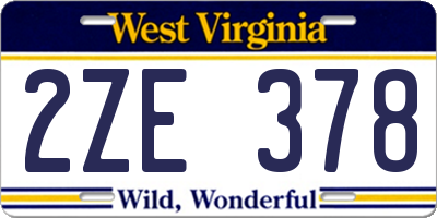 WV license plate 2ZE378