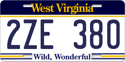 WV license plate 2ZE380