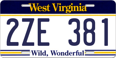 WV license plate 2ZE381