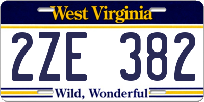 WV license plate 2ZE382
