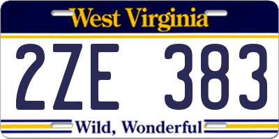WV license plate 2ZE383