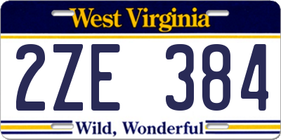 WV license plate 2ZE384