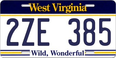 WV license plate 2ZE385