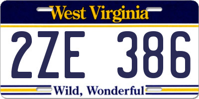 WV license plate 2ZE386