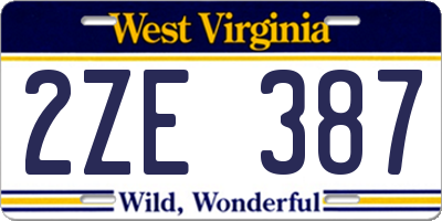 WV license plate 2ZE387