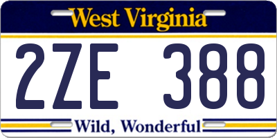 WV license plate 2ZE388