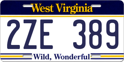WV license plate 2ZE389