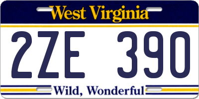 WV license plate 2ZE390