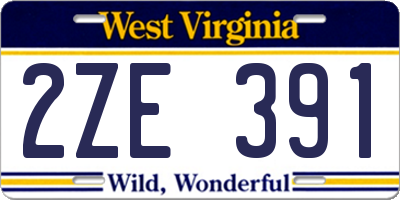 WV license plate 2ZE391