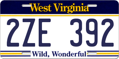 WV license plate 2ZE392