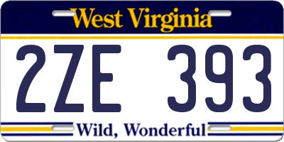 WV license plate 2ZE393