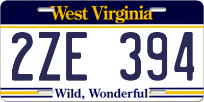 WV license plate 2ZE394