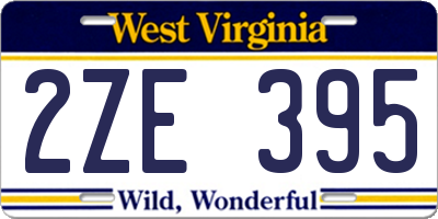 WV license plate 2ZE395