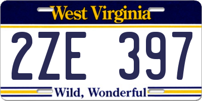 WV license plate 2ZE397
