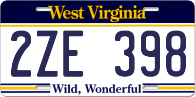 WV license plate 2ZE398