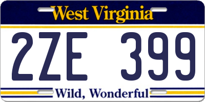 WV license plate 2ZE399