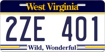 WV license plate 2ZE401