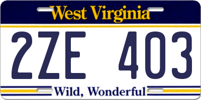 WV license plate 2ZE403