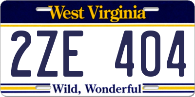 WV license plate 2ZE404
