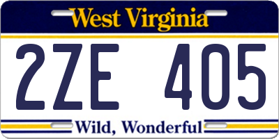 WV license plate 2ZE405