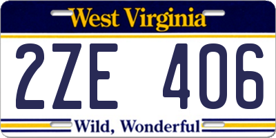 WV license plate 2ZE406