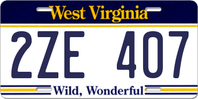 WV license plate 2ZE407