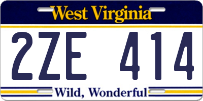 WV license plate 2ZE414