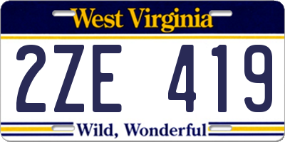 WV license plate 2ZE419
