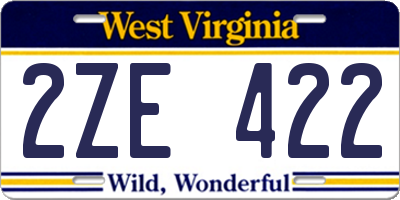 WV license plate 2ZE422