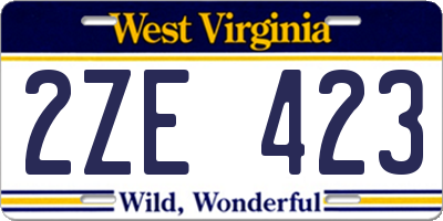 WV license plate 2ZE423