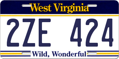 WV license plate 2ZE424