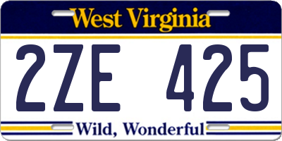 WV license plate 2ZE425