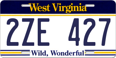 WV license plate 2ZE427