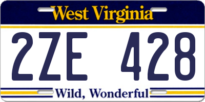 WV license plate 2ZE428