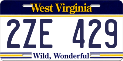 WV license plate 2ZE429