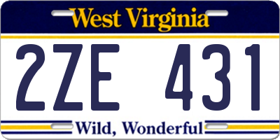 WV license plate 2ZE431