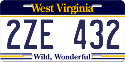 WV license plate 2ZE432