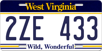 WV license plate 2ZE433