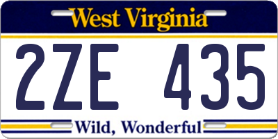 WV license plate 2ZE435