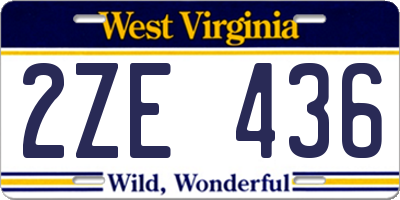 WV license plate 2ZE436