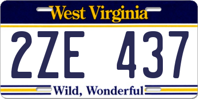 WV license plate 2ZE437
